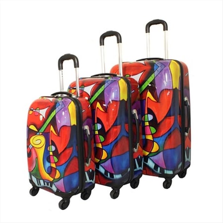 Dejuno Lightweight Hardside Spinner Upright Luggage Set- Jazz Medley - 3 Piece 25DJ-9150